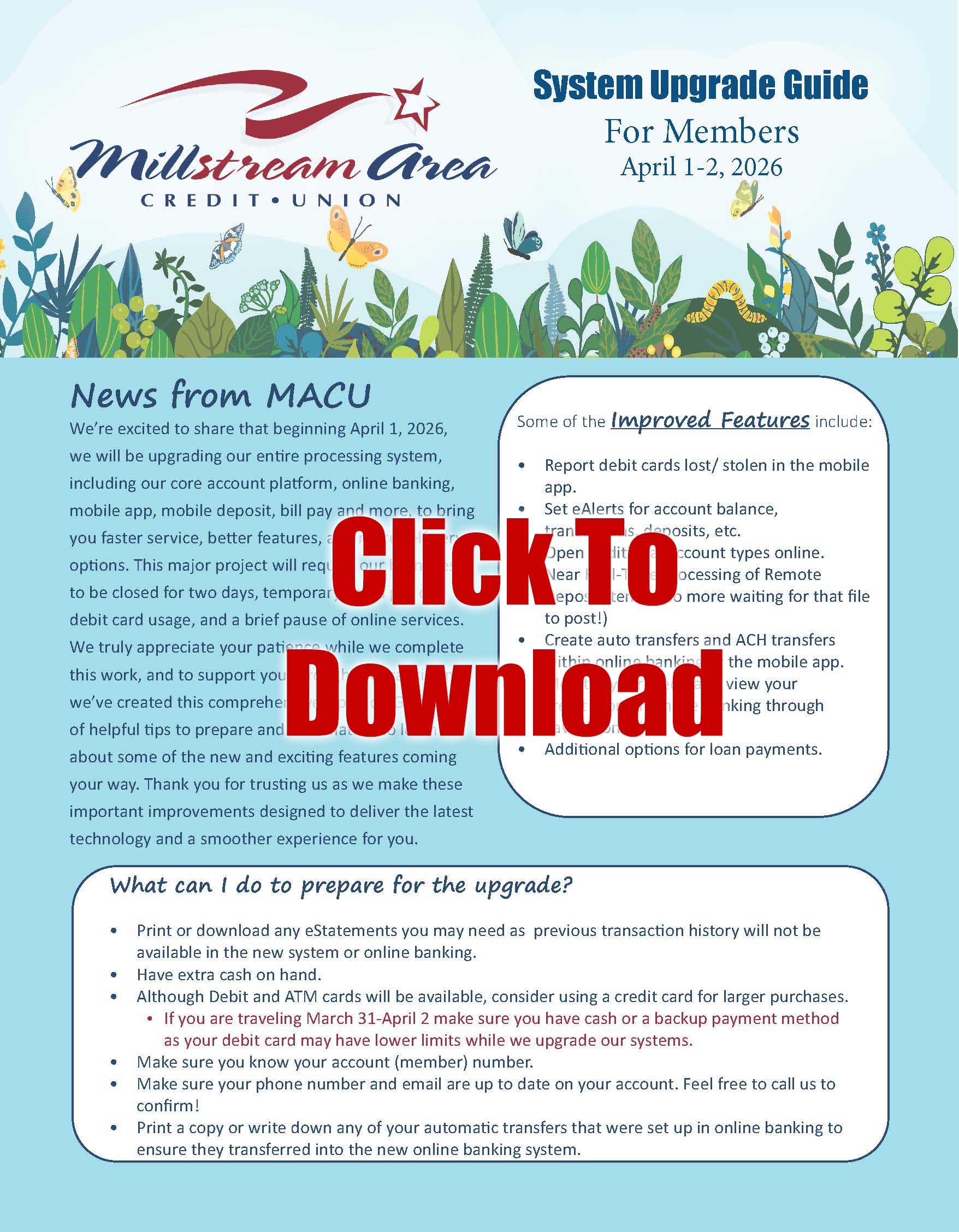 Millstream Area Credit Union Upgrade Guide Thumbnail